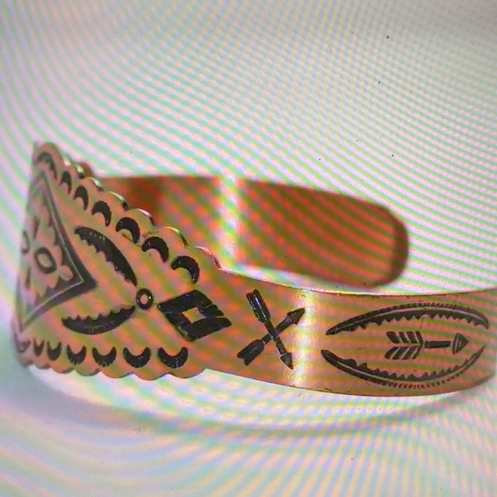 Vintage Native American Solid Copper Handmade Cuf… - image 6